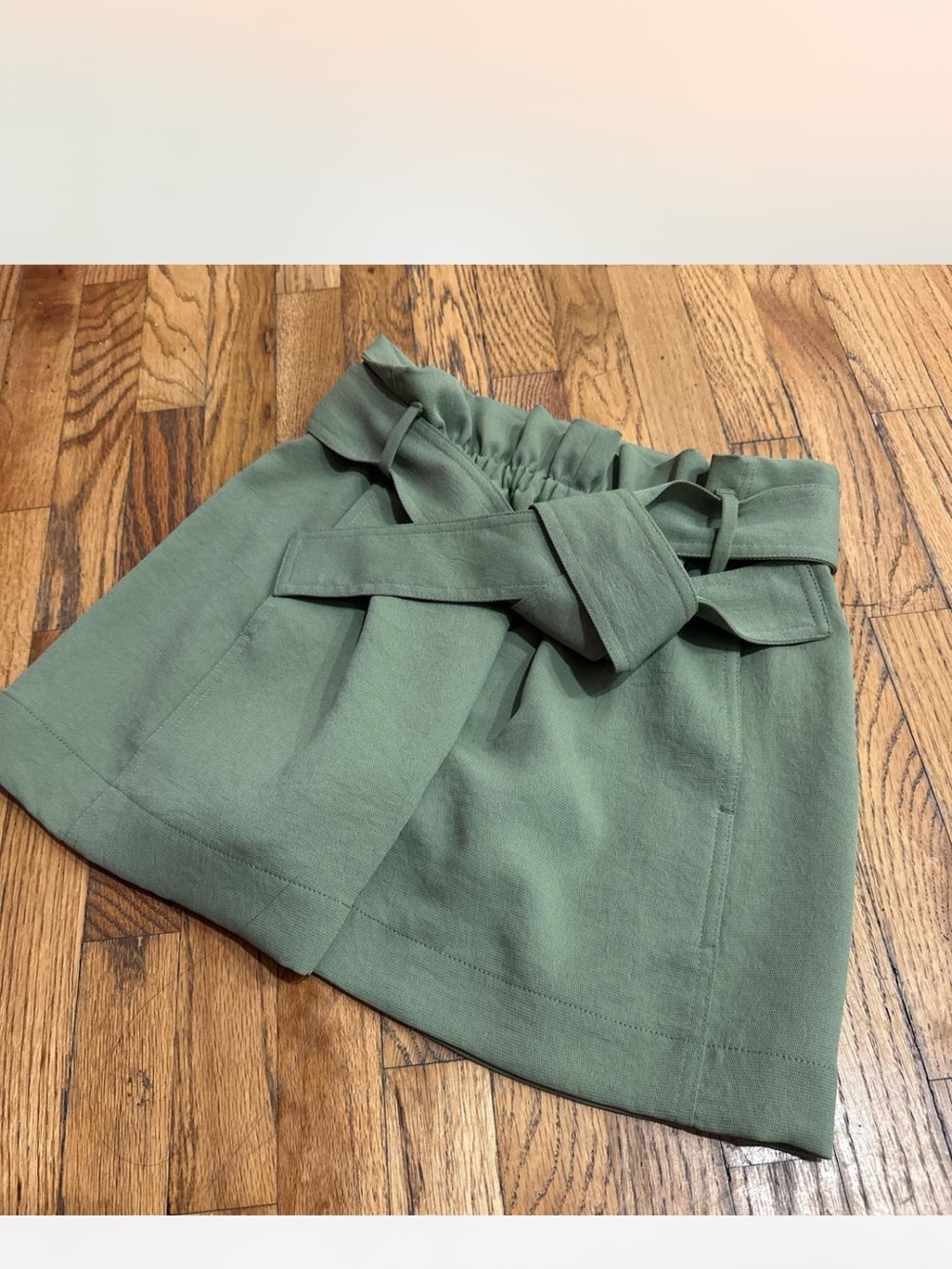 Wilfred Olive Green Tie-Waist Mini Skirt